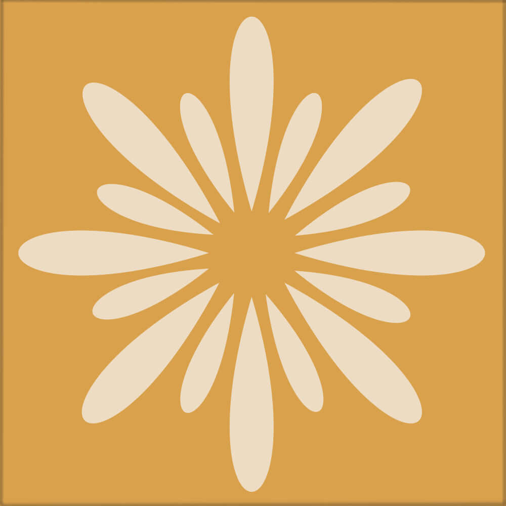 Kakeldekor retroblomma gul - Dekortorget