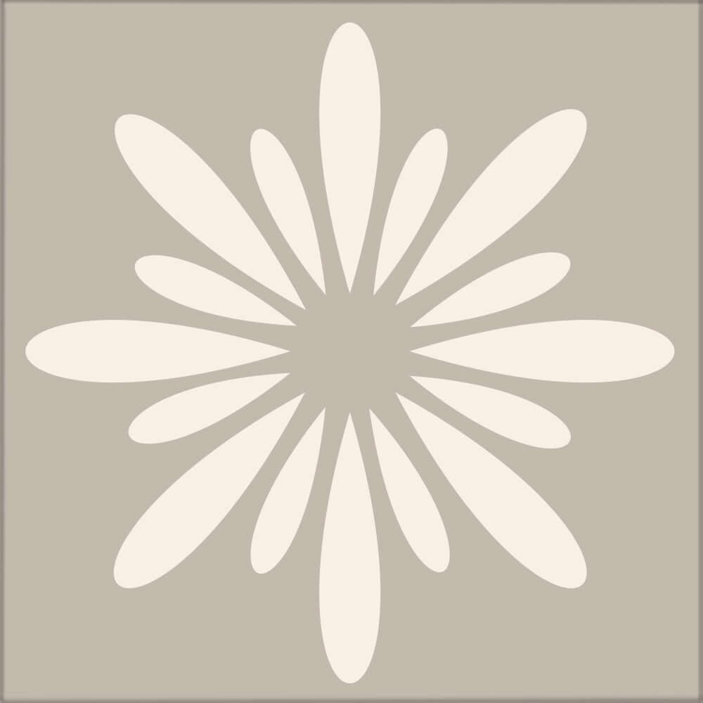 Kakeldekor retroblomma beige