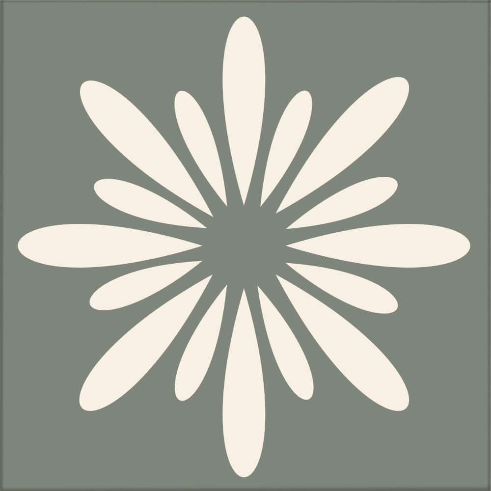 Kakeldekor retroblomma grön - Dekortorget