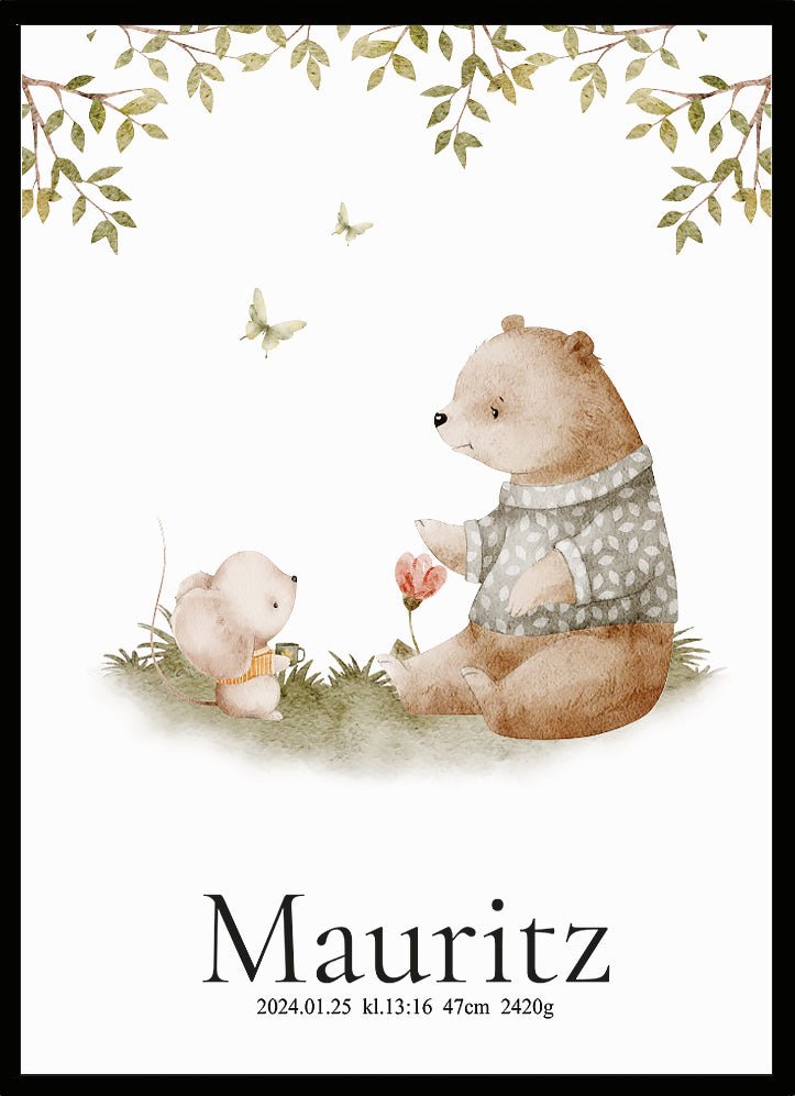 Namntavla Björn tea time - Dekortorget