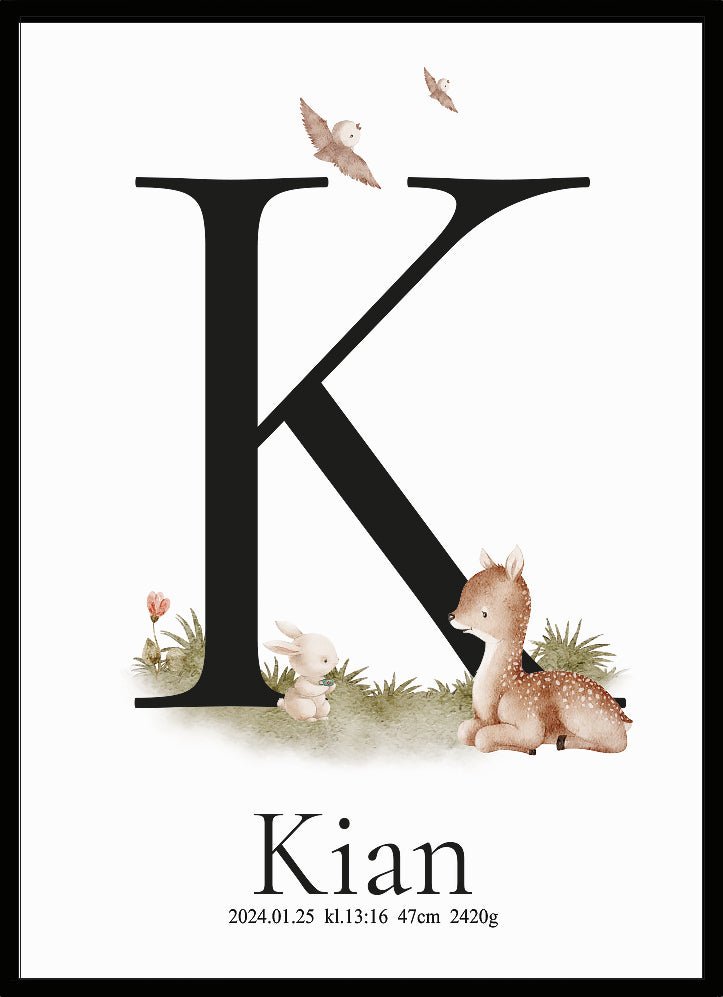 Namntavla bokstav rådjur tea time - Dekortorget