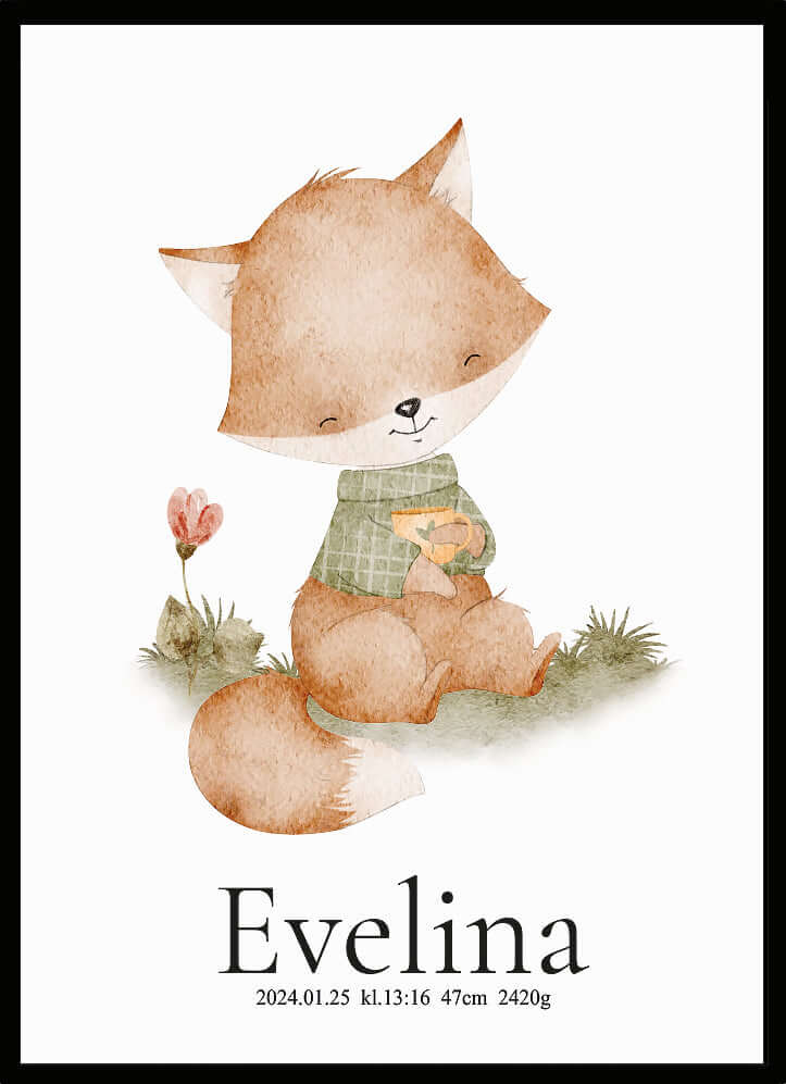 Namntavla Räv tea time - Dekortorget