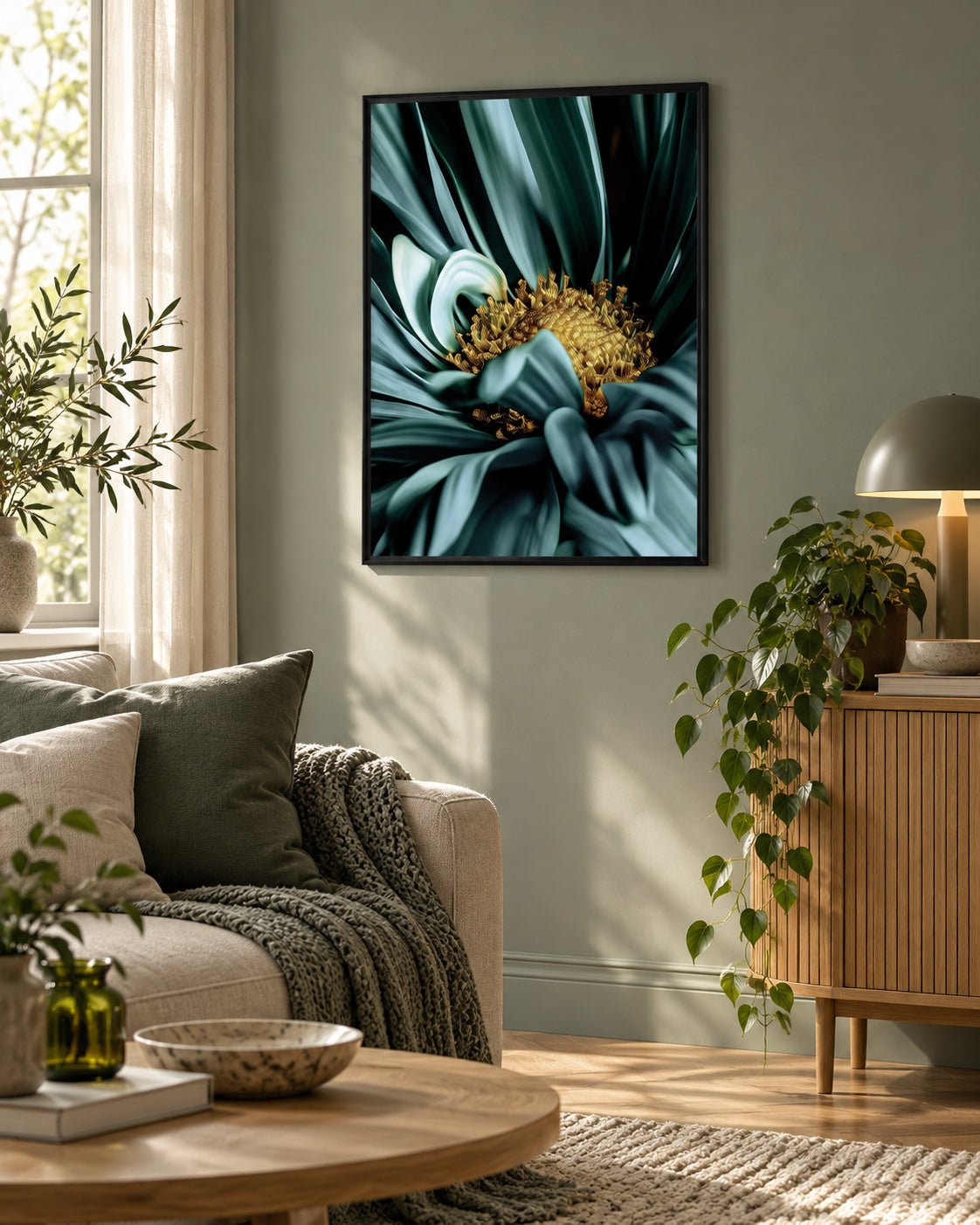 Poster Flower turquoise