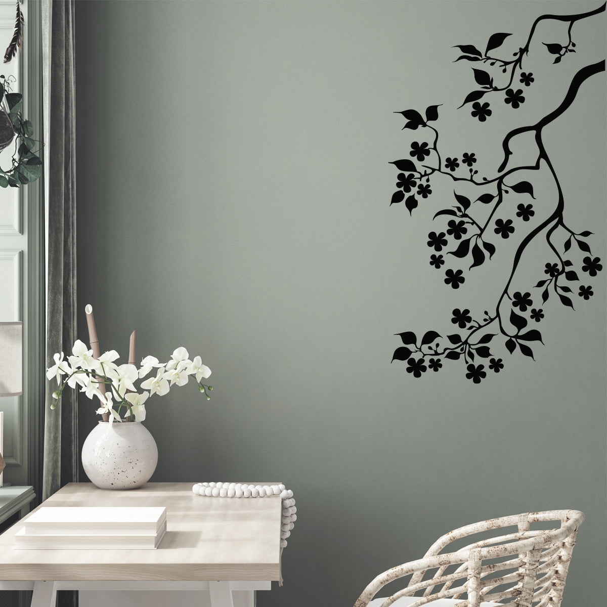 Väggdekor gren med blommor