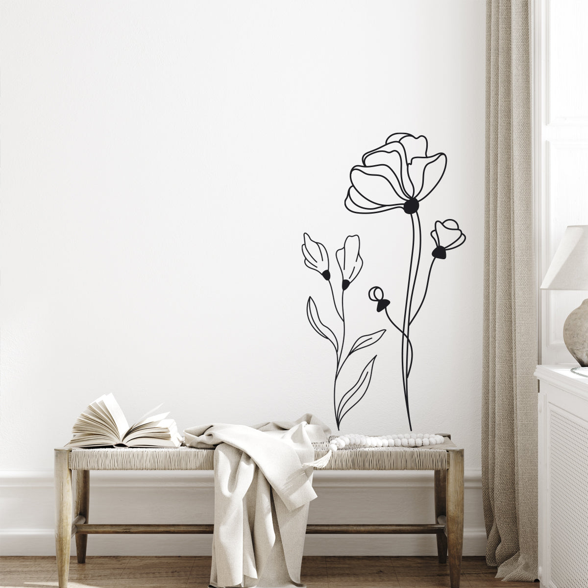 Väggdekor blommor linjer
