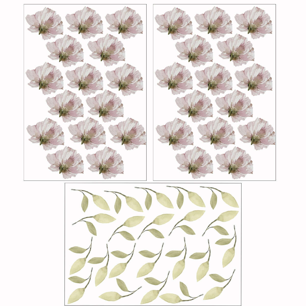 Väggdekor blommor & blad rosa - Dekortorget